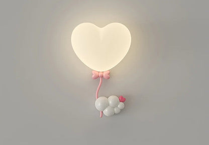 Heart-Shaped Wooden Wall Lamp for Children's Room in Terra Pink
