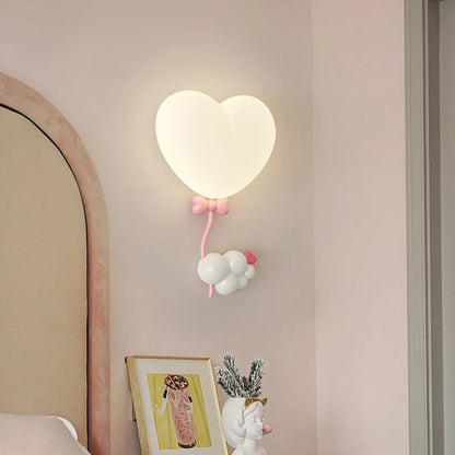 Heart-Shaped Wooden Wall Lamp for Children's Room in Terra Pink