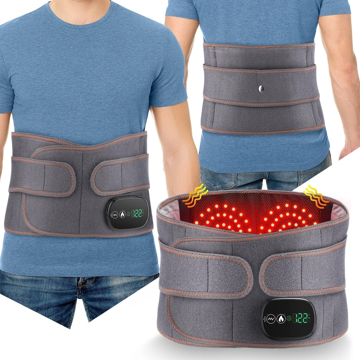 Heated Lumbar Support Belt with Adjustable Heat and Vibration