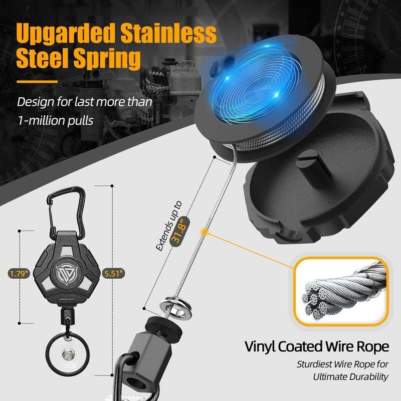 Heavy-Duty Retractable Keychain Badge Reel with Steel Cable