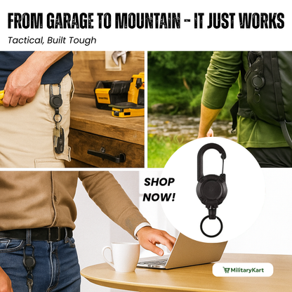 Heavy Duty Retractable Keychain with Steel Cable and Carabiner