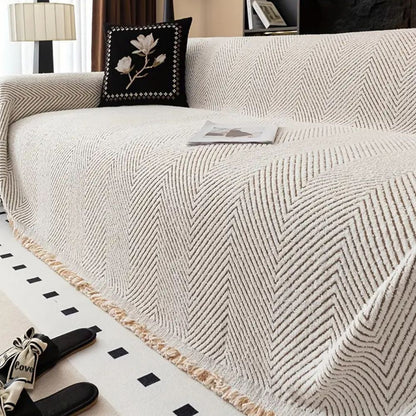 Herringbone Sofa Cover – Breathable Microfibre Blend with Anti-Slip Finish