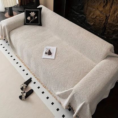 Herringbone Sofa Cover – Breathable Microfibre Blend with Anti-Slip Finish