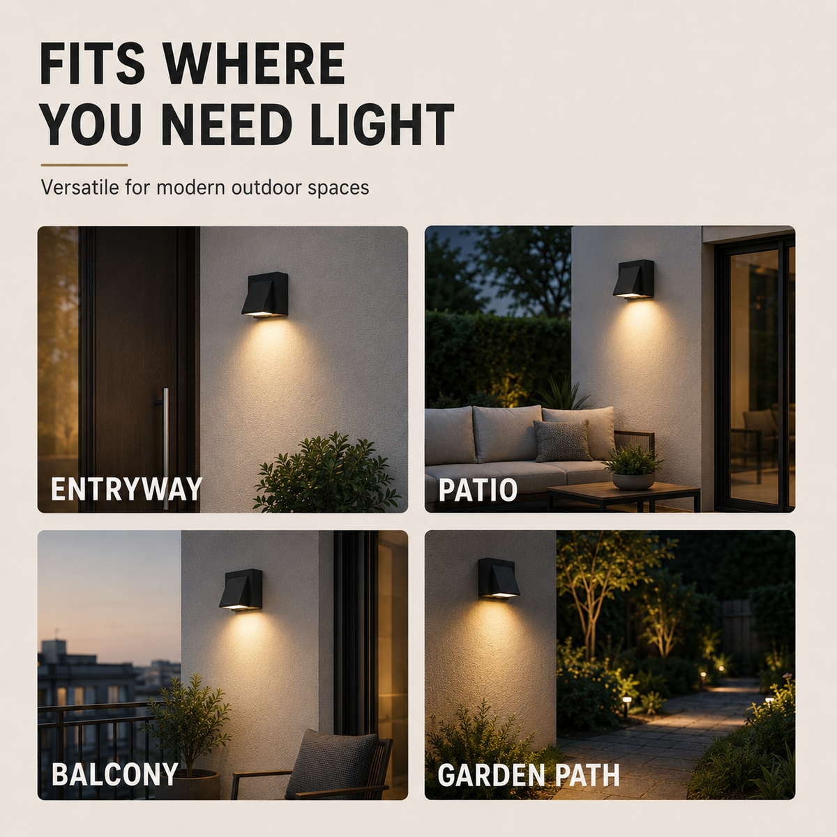 IP65 Outdoor Wall Sconce with Integrated 5W LED