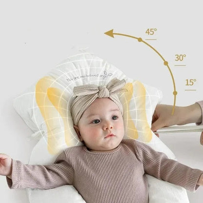 Infant Pillow with Recessed Head Support and Adjustable Side Drawstrings