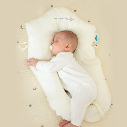 Infant Pillow with Recessed Head Support and Adjustable Side Drawstrings