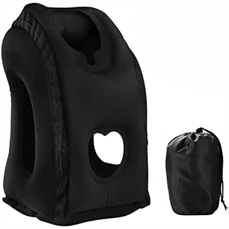 Inflatable Neck Support Travel Pillow with Adjustable Firmness