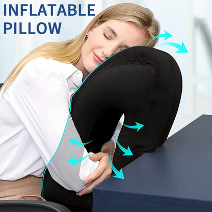 Inflatable Neck Support Travel Pillow with Adjustable Firmness