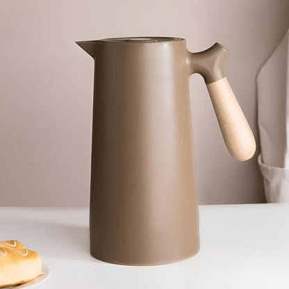 Insulated 1 Litre Carafe with Wooden Handle and Glass Inner Lining
