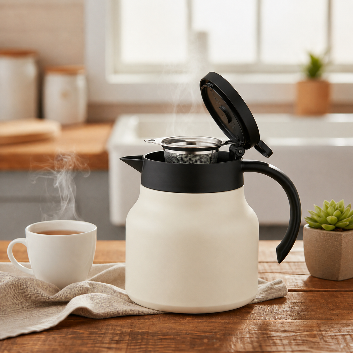 Insulated Teapot with Ceramic Liner, Stainless Steel Infuser and 800ml Capacity
