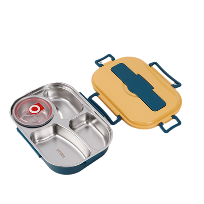 Insulated Thermal Lunch Box with Multiple Food Compartments and Soup Bowl