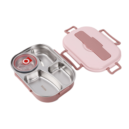 Insulated Thermal Lunch Box with Multiple Food Compartments and Soup Bowl