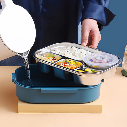 Insulated Thermal Lunch Box with Multiple Food Compartments and Soup Bowl