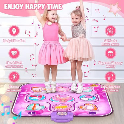 Interactive Pink Dance Mat for Kids with Music and Scoring Function