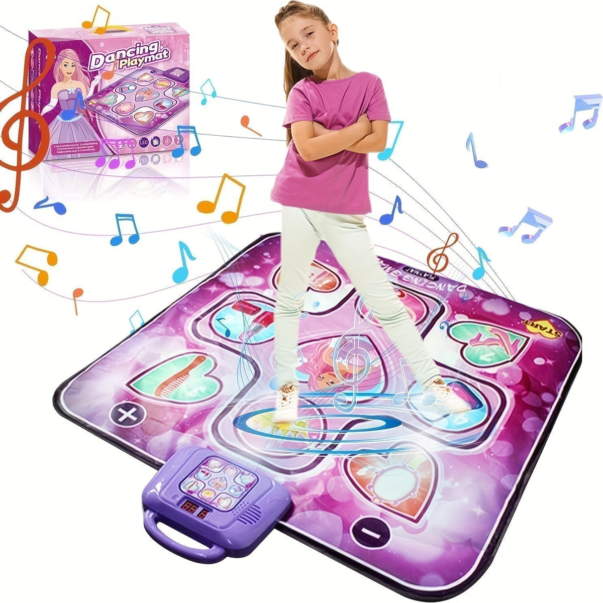 Interactive Pink Dance Mat for Kids with Music and Scoring Function