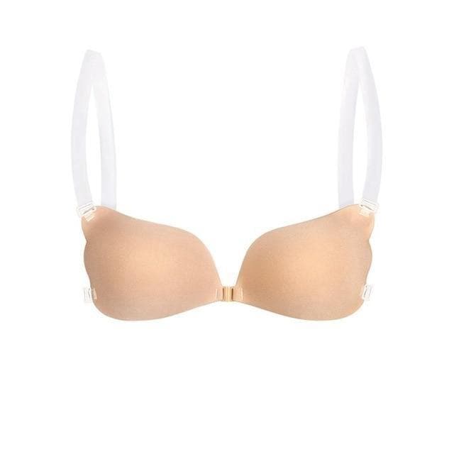 Invisible Wire-Free Bra with Transparent Straps and Front Closure