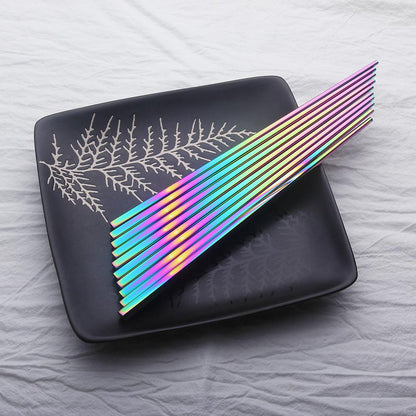 Iridescent Stainless Steel Chopsticks Set of 6 Pairs with Elegant Design