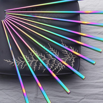 Iridescent Stainless Steel Chopsticks Set of 6 Pairs with Elegant Design