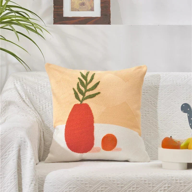 Jacquard Cushion Cover with Woven Sunflower Pattern and Hidden Zip Closure