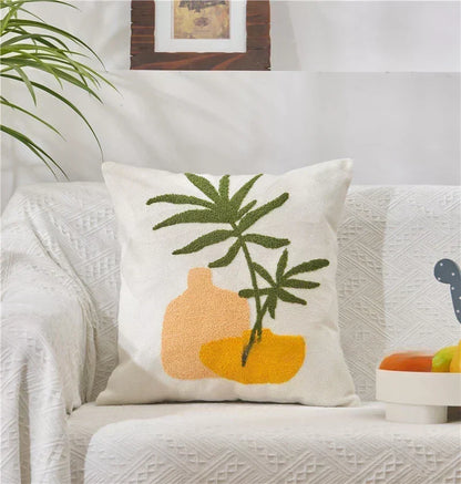 Jacquard Cushion Cover with Woven Sunflower Pattern and Hidden Zip Closure