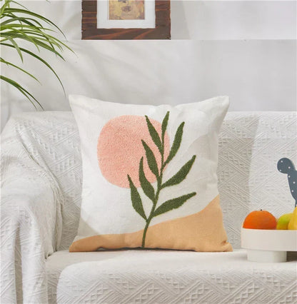Jacquard Cushion Cover with Woven Sunflower Pattern and Hidden Zip Closure