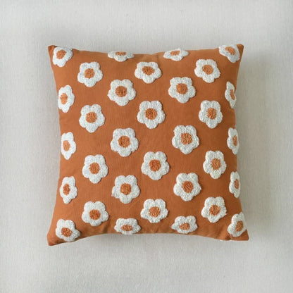 Jacquard Cushion Cover with Woven Sunflower Pattern and Hidden Zip Closure