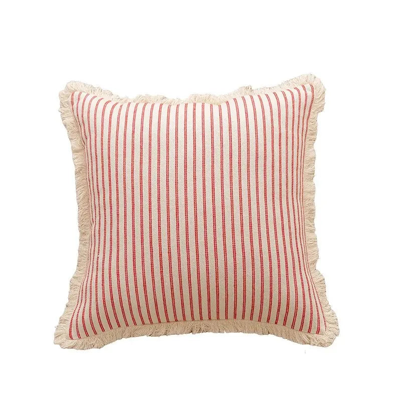 Jacquard Cushion Covers with Elegant White Frill