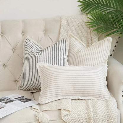 Jacquard Cushion Covers with Elegant White Frill