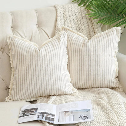 Jacquard Cushion Covers with Elegant White Frill