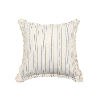 Jacquard Striped Cushion Cover with Fringe Detail