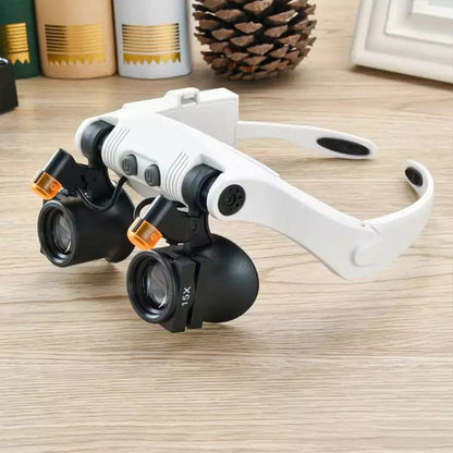 Jeweler Headband Magnifier with LED Light and 4 Lens Magnifications