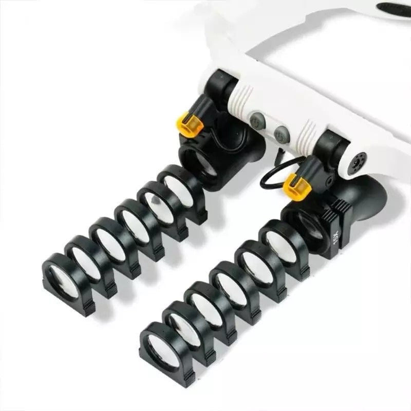 Jeweler Headband Magnifier with LED Light and 4 Lens Magnifications