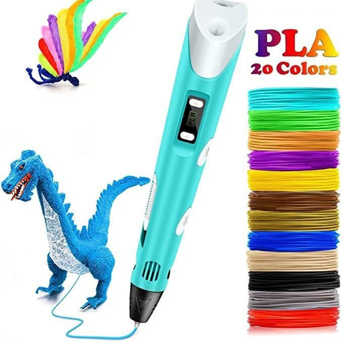 Kids 3D Printing Pen with 20-Colour PLA Filaments and Adjustable Speed