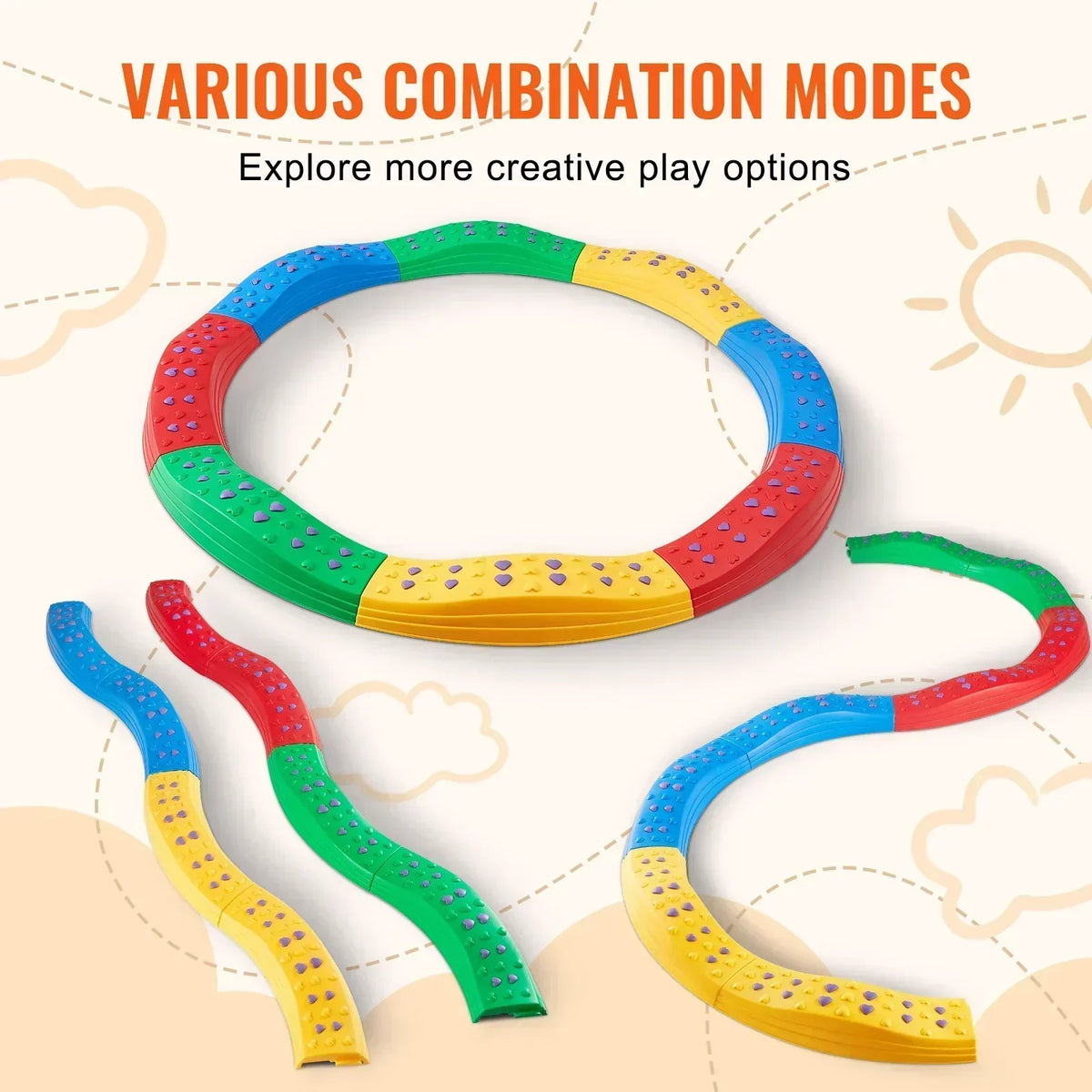 Kids Adjustable Balance Beam Set for Indoor and Outdoor Play
