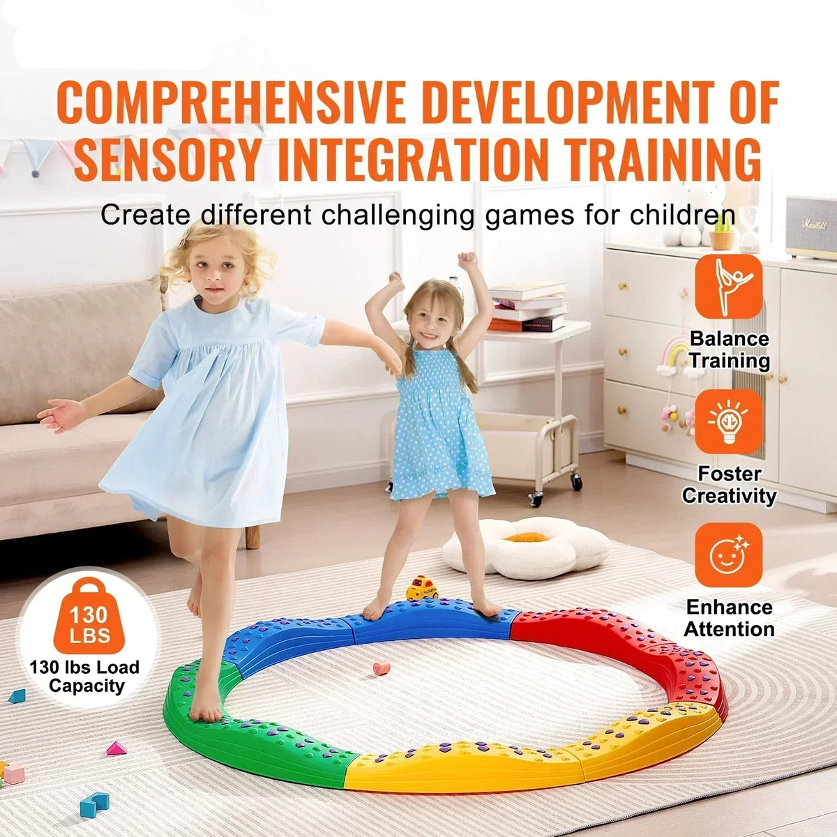 Kids Adjustable Balance Beam Set for Indoor and Outdoor Play