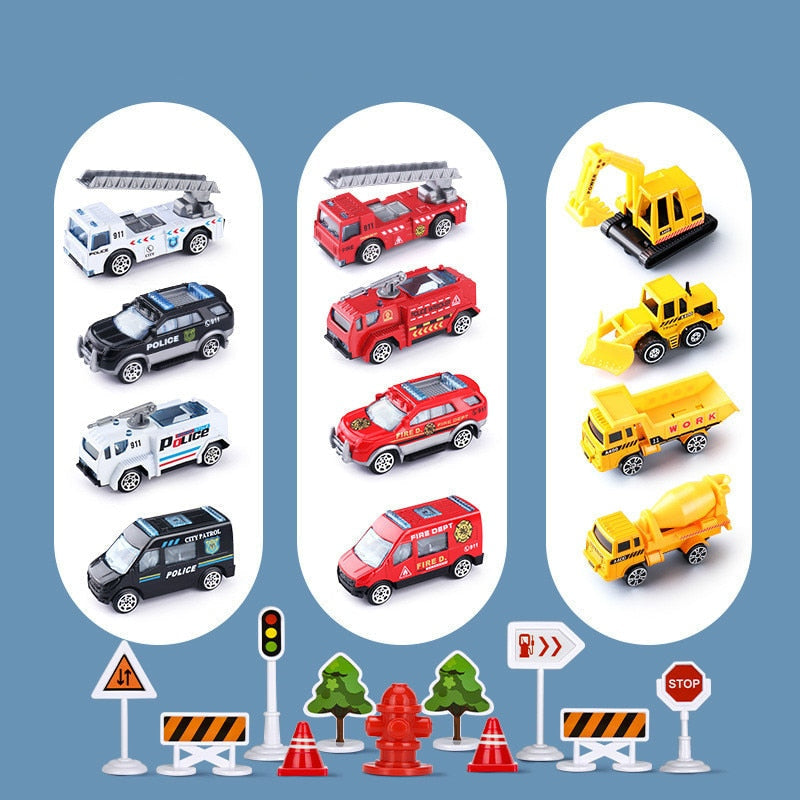 Kids Airplane Toy Set with Mini Vehicles and Accessories for Imaginative Play