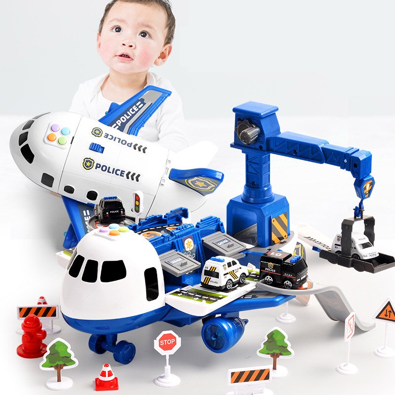 Kids Airplane Toy Set with Mini Vehicles and Accessories for Imaginative Play