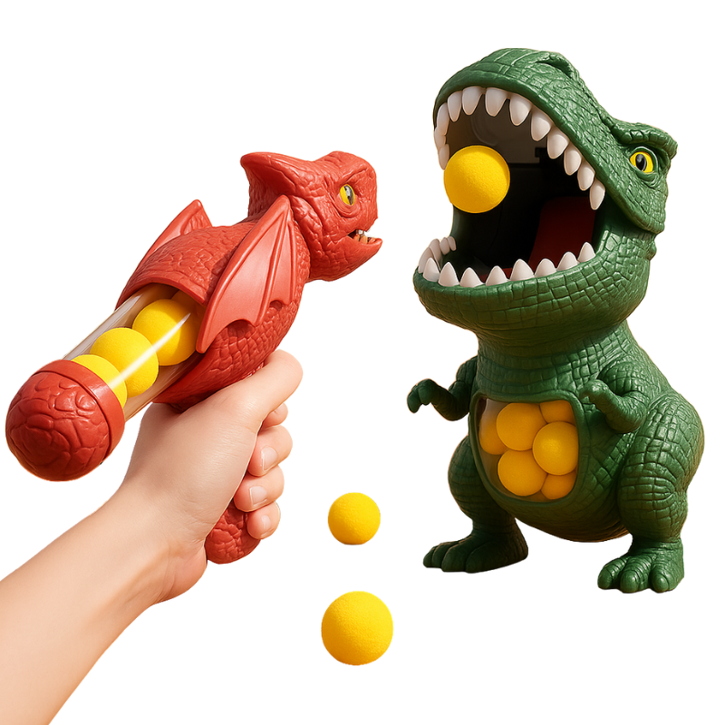 Kids Dinosaur Blaster Toy with Soft Foam Balls and Target
