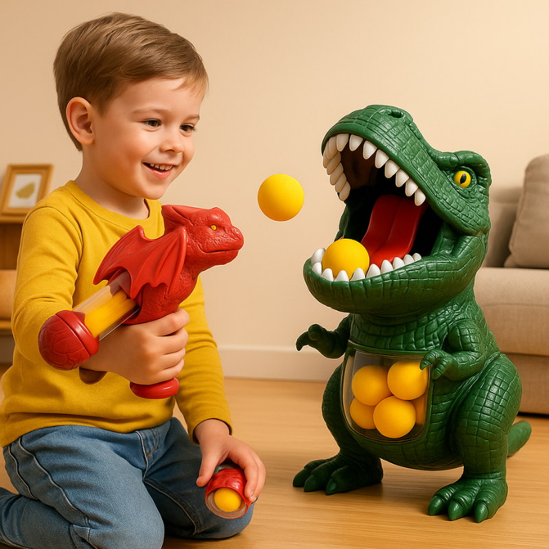 Kids Dinosaur Blaster Toy with Soft Foam Balls and Target