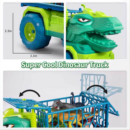 Kids Dinosaur Transport Truck Play Set with Dinosaur Figures and Activity Mat