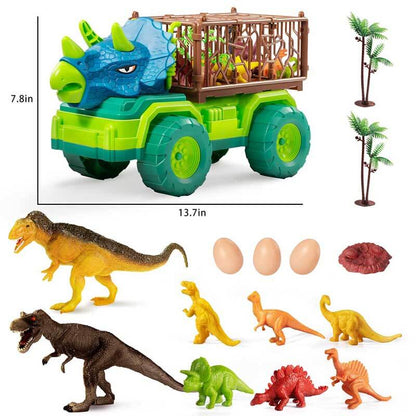 Kids Dinosaur Transport Truck Play Set with Dinosaur Figures and Activity Mat