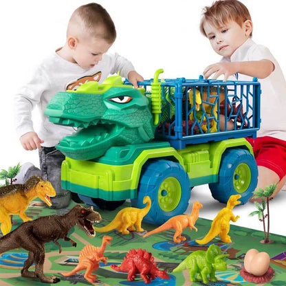 Kids Dinosaur Transport Truck Play Set with Dinosaur Figures and Activity Mat