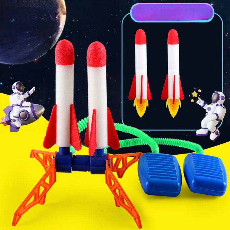 Kids' Outdoor Stomp Rocket Launcher Set with Foam Rockets