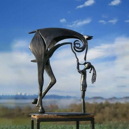 Kissing Horse Metal Garden Sculpture for Outdoor Decor