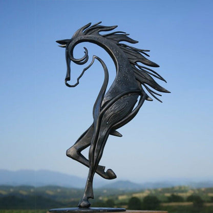 Kissing Horse Metal Garden Sculpture for Outdoor Decor