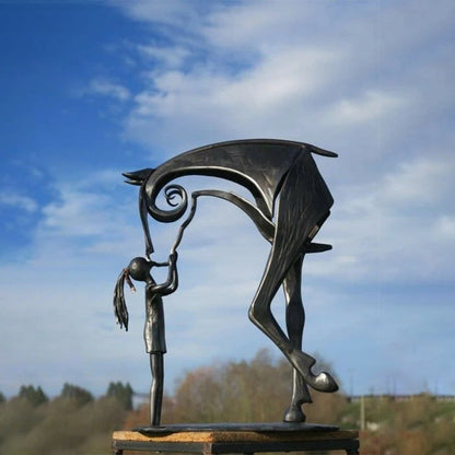 Kissing Horse Metal Garden Sculpture for Outdoor Decor