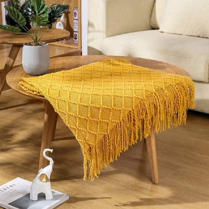 Knitted Cotton Blend Throw Blanket for Warmth and Comfort