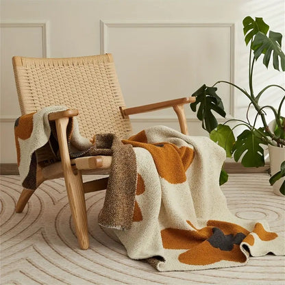 Knitted Floral Throw Blanket for Soft Warmth and Decorative Style