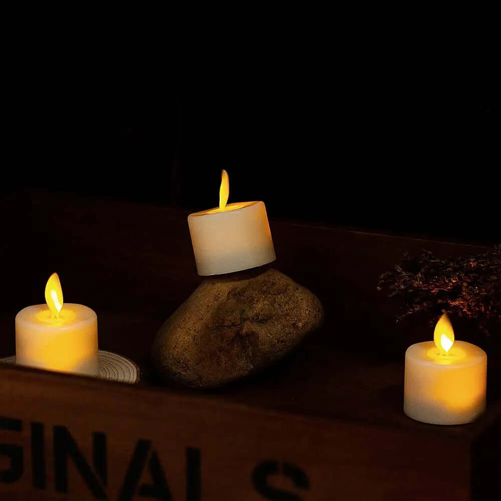 LED Candle Holder Set with Moving Wick and Remote