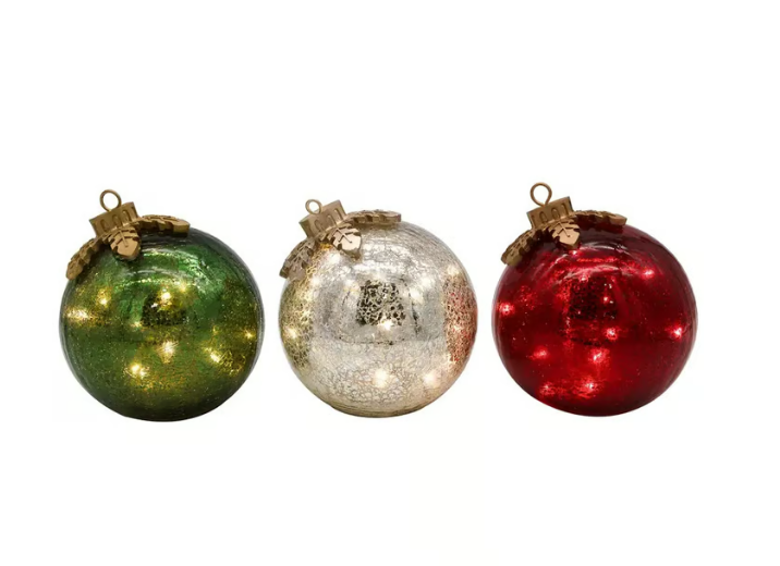 LED Christmas Ball with Warm Ambient Light and Timer